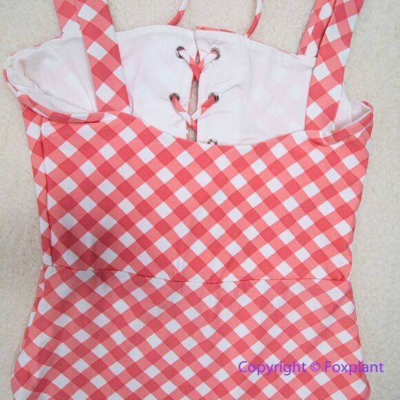NEW Onia Raquel Barbiecore pink gingham check raquel one‎ piece swimsuit, size S - Picture 11 of 16